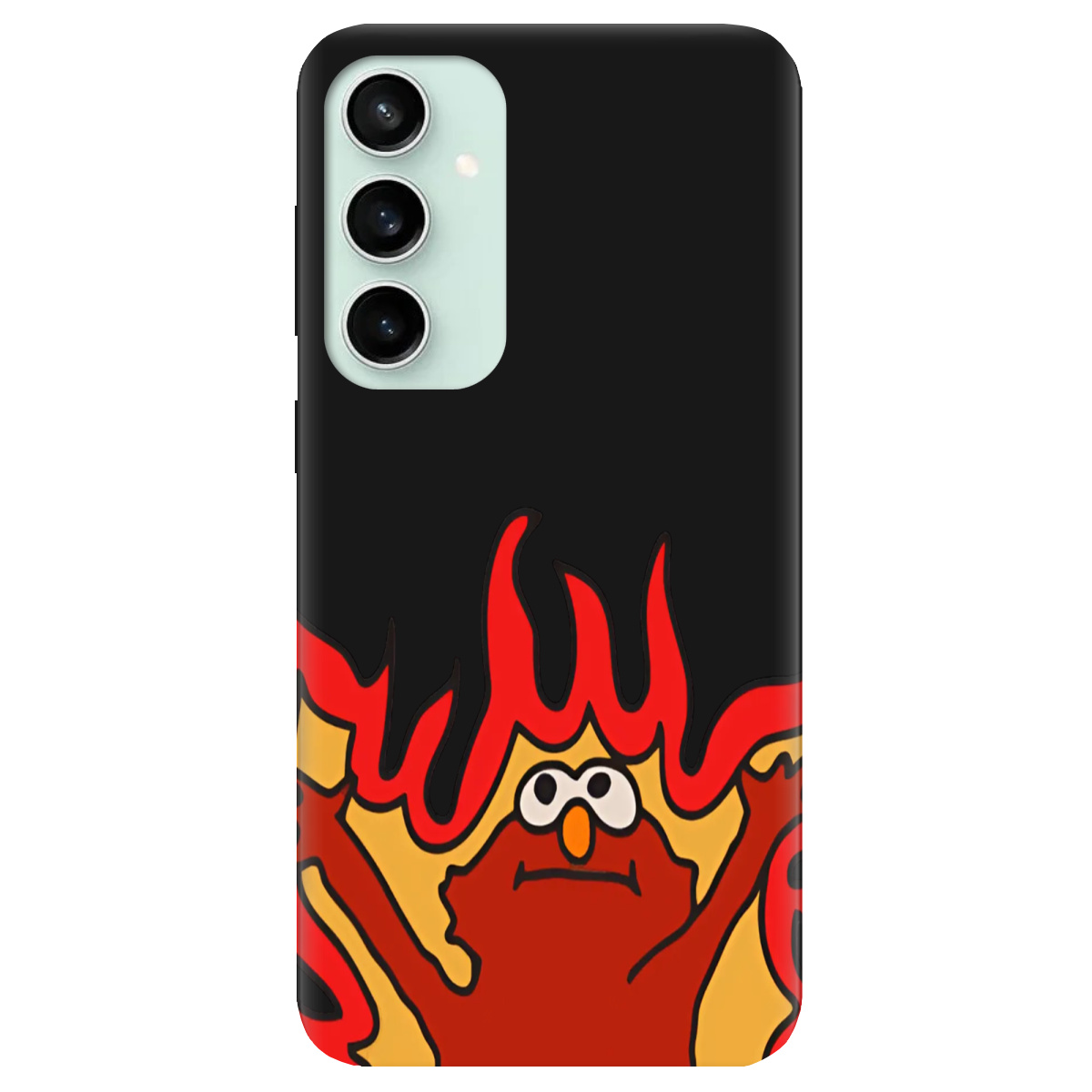 Чехол для Samsung Galaxy S23 FE черный матовый soft touch Хаос у вогні - фото 1 - Чехлы для телефонов