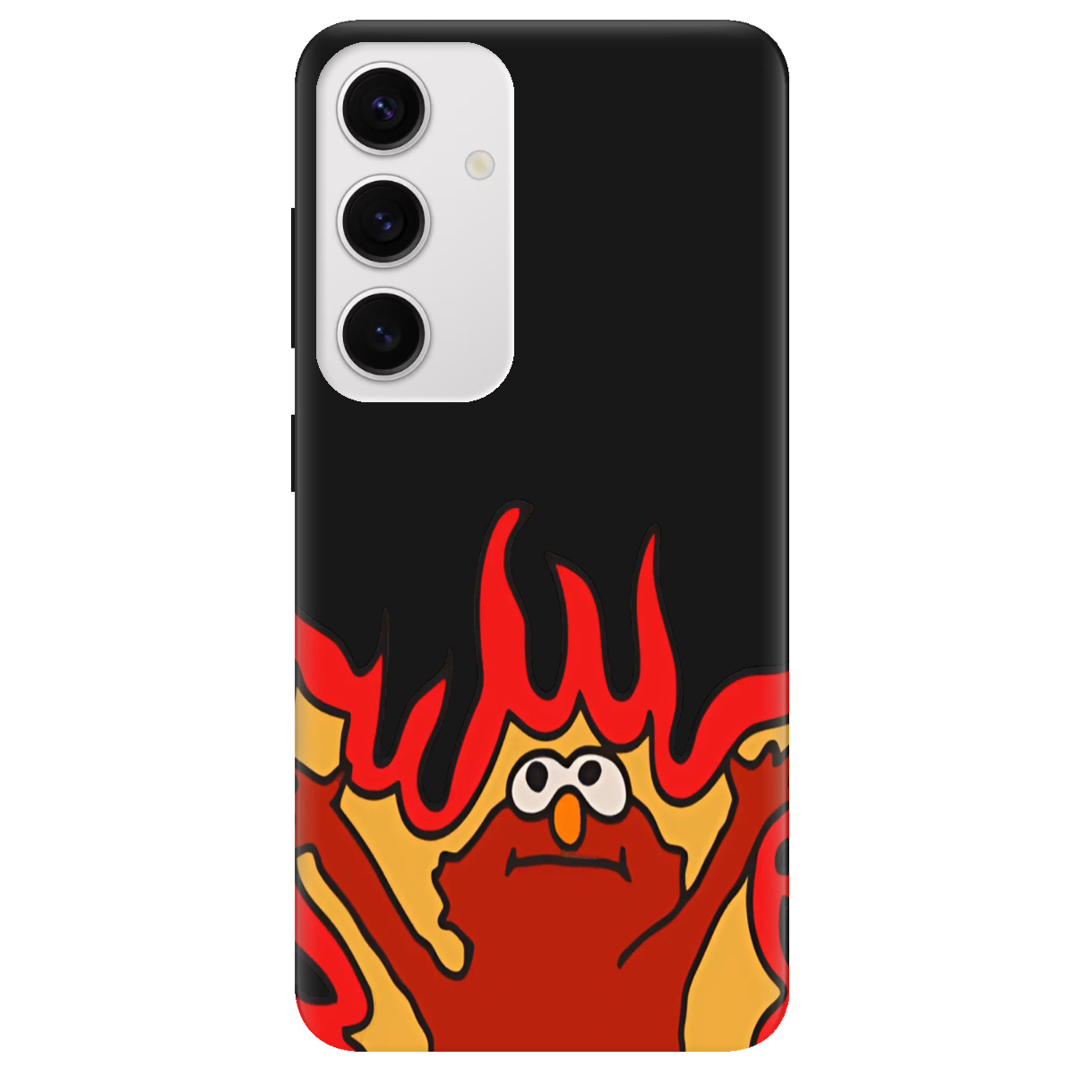 Чохол для Samsung Galaxy S24 чорний матовий soft touch Хаос у вогні - фото 1 - Чохли для телефонів