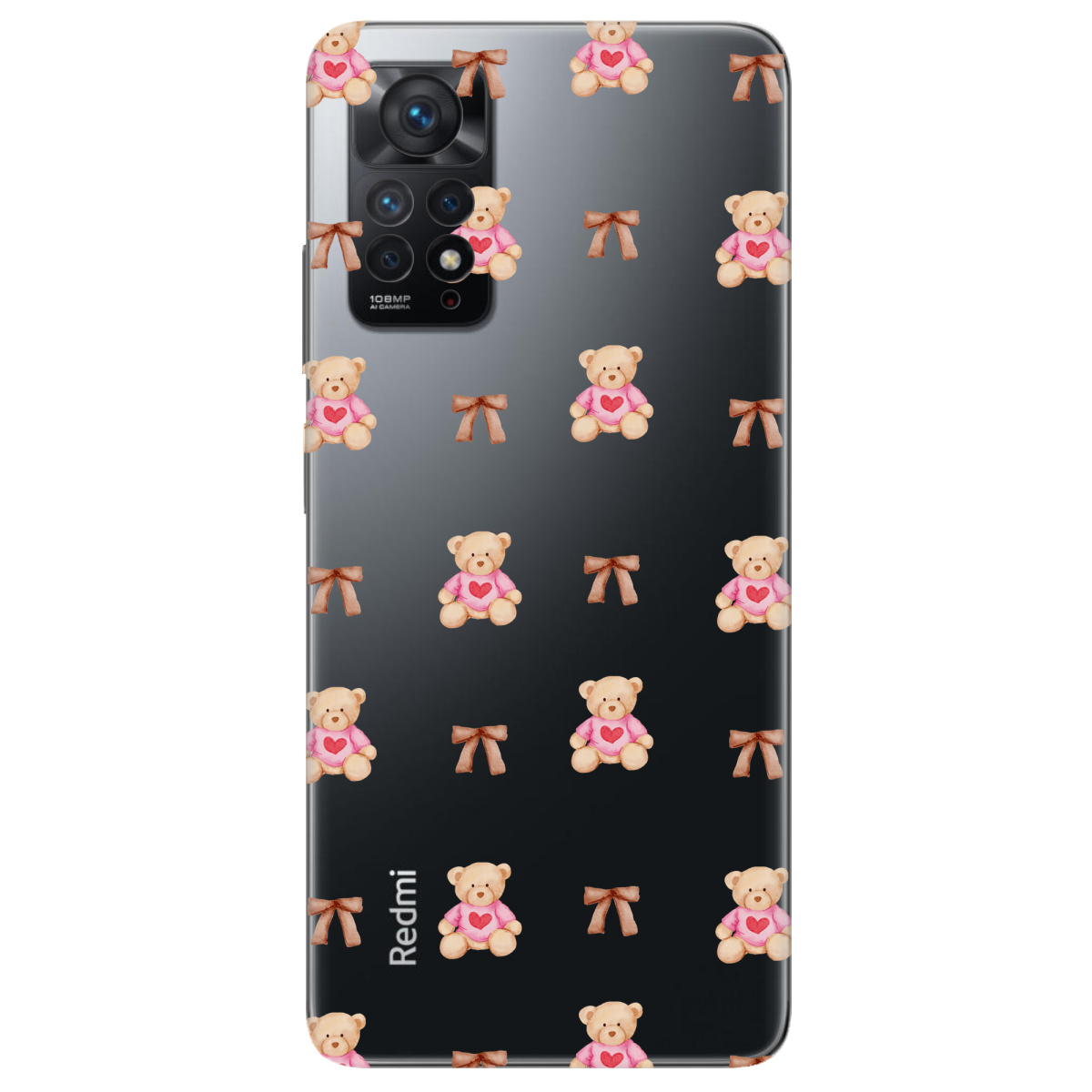 Чохол для Xiaomi Redmi Note 11 Pro прозорий Сердечний ведмедик - фото 1 - Чохли для телефонів