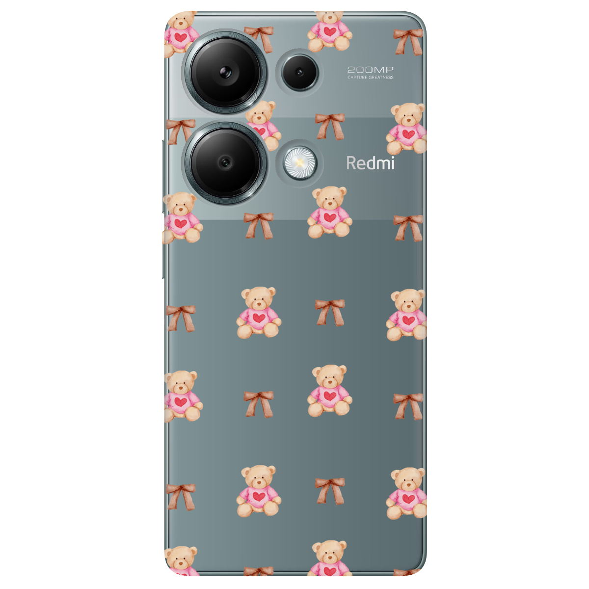 Чохол для Xiaomi Redmi Note 13 Pro 4G прозорий Сердечний ведмедик - фото 1 - Чохли для телефонів