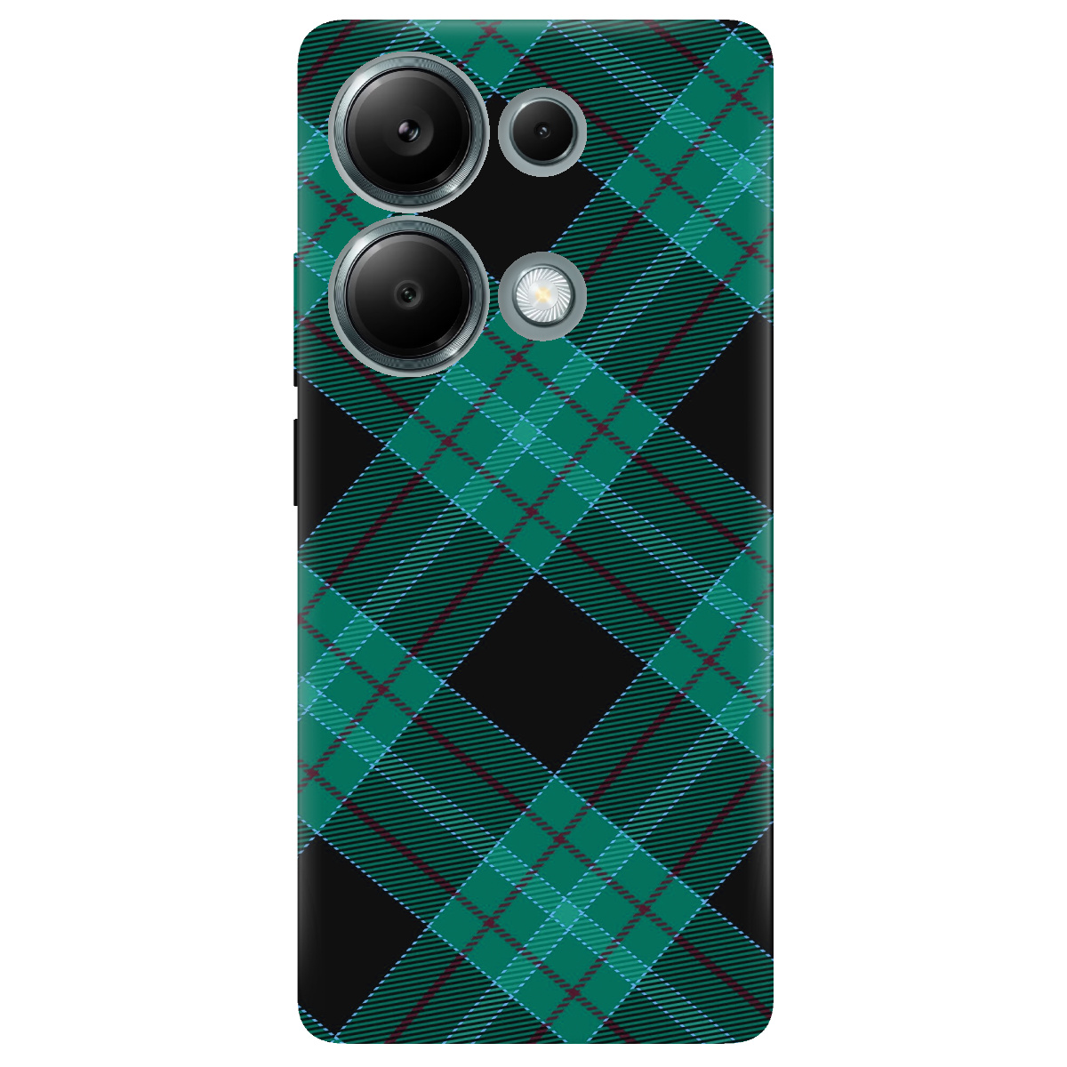 Чохол для Xiaomi Redmi Note 13 Pro 4G прозорий Зелений тартан - фото 1 - Чохли для телефонів