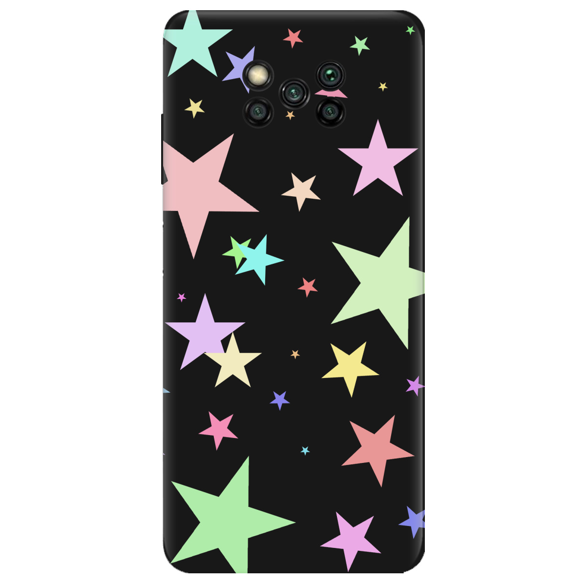 Чохол для Xiaomi Poco X3 чорний матовий soft touch Яскраві зірки (black) - фото 1 - Чохли для телефонів