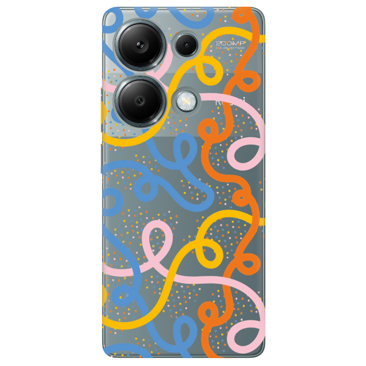 Чехол для Xiaomi Redmi Note 13 Pro 4G прозрачный Кольоровий завиток - фото 1 - Чехлы для телефонов