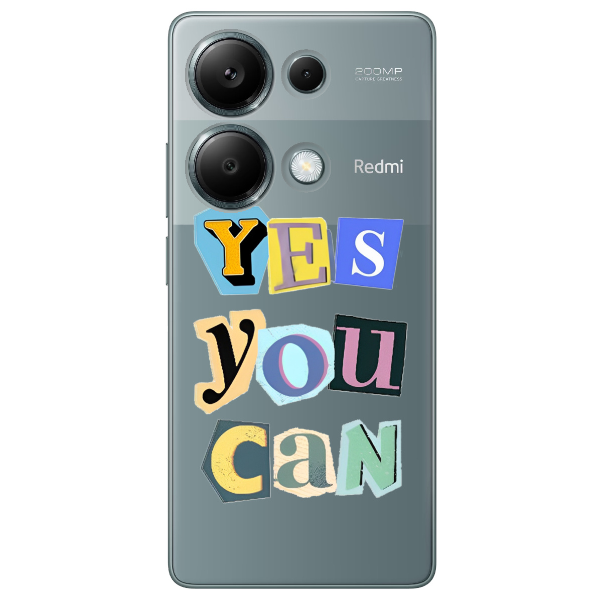 Чехол для Xiaomi Redmi Note 13 Pro 4G прозрачный Yes you can - фото 1 - Чехлы для телефонов