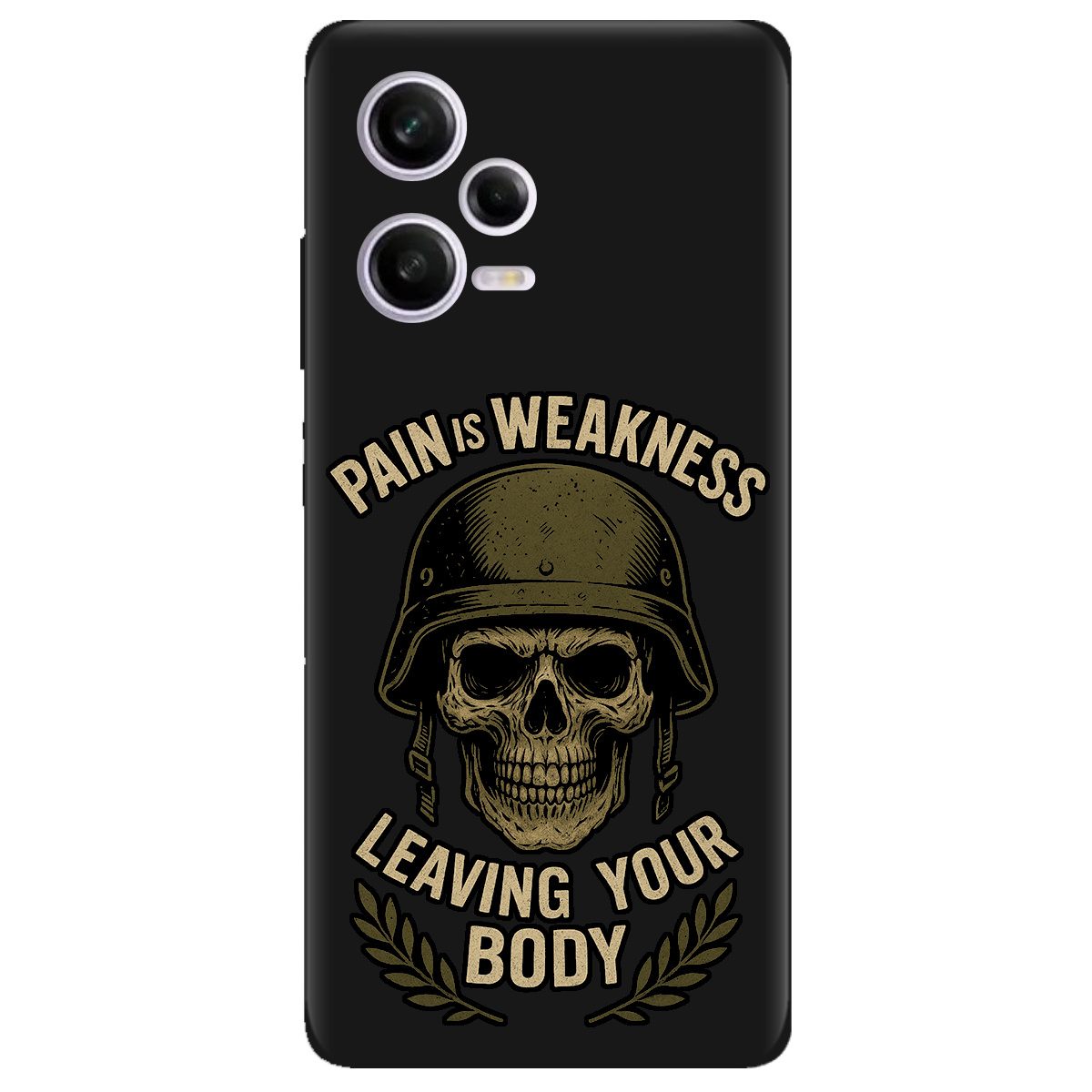 Чохол для Xiaomi Redmi Note 12 Pro 5G чорний матовий soft touch Біль - це слабкість - фото 1 - Чохли для телефонів