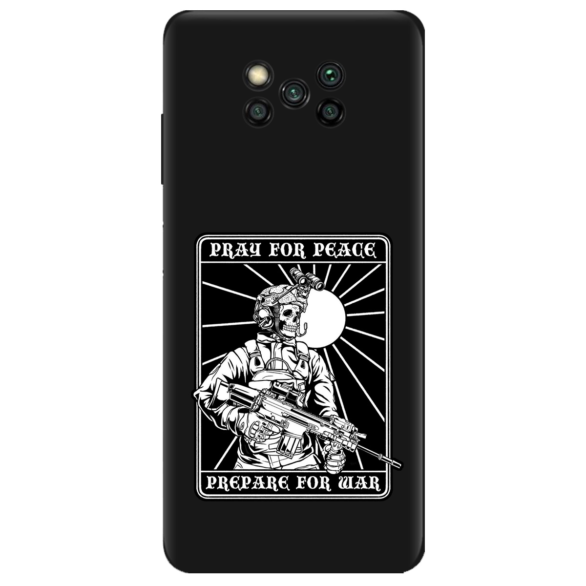 Чехол для Xiaomi Poco X3 черный матовый soft touch Моліться за мир - фото 1 - Чехлы для телефонов