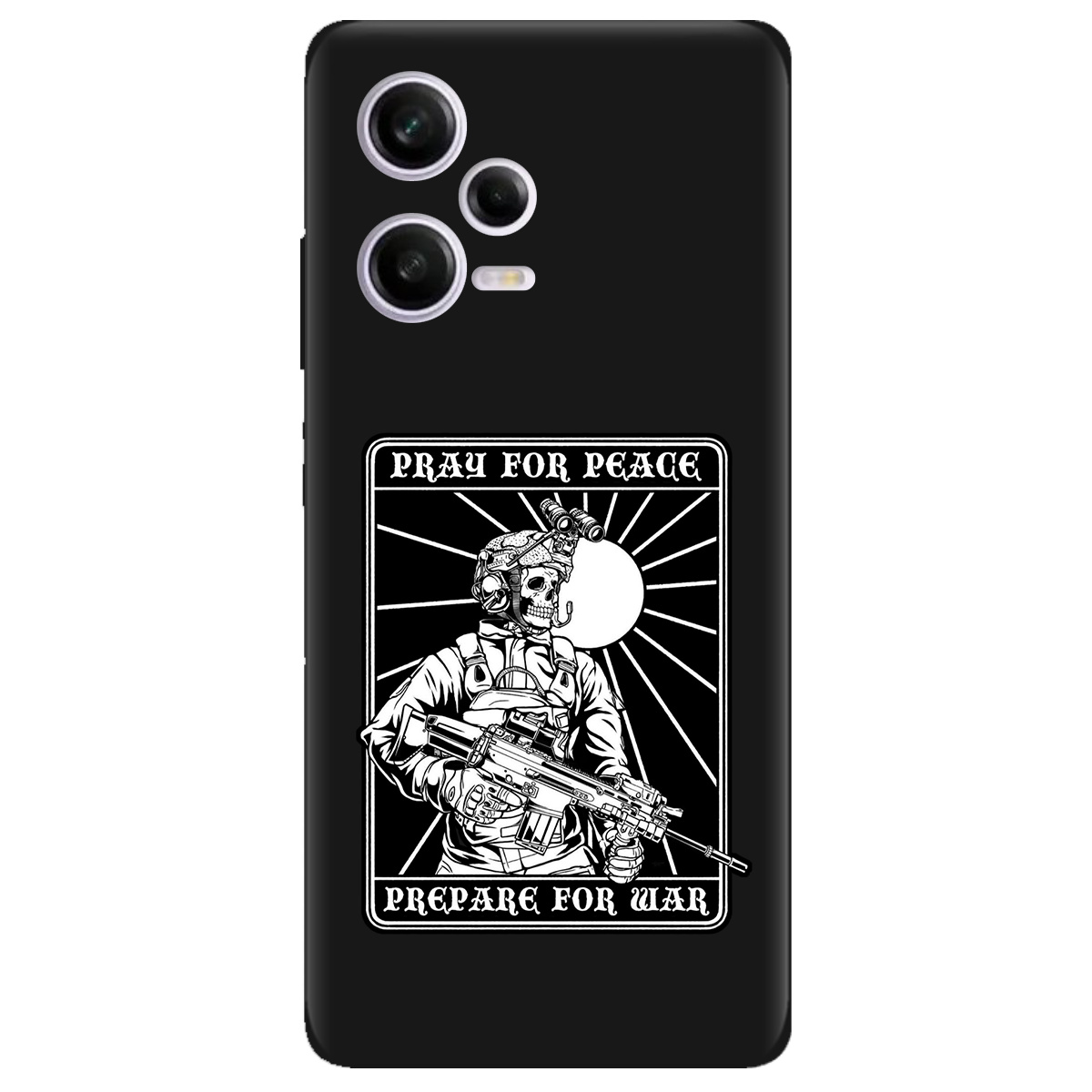 Чохол для Xiaomi Redmi Note 12 Pro 5G чорний матовий soft touch Моліться за мир - фото 1 - Чохли для телефонів