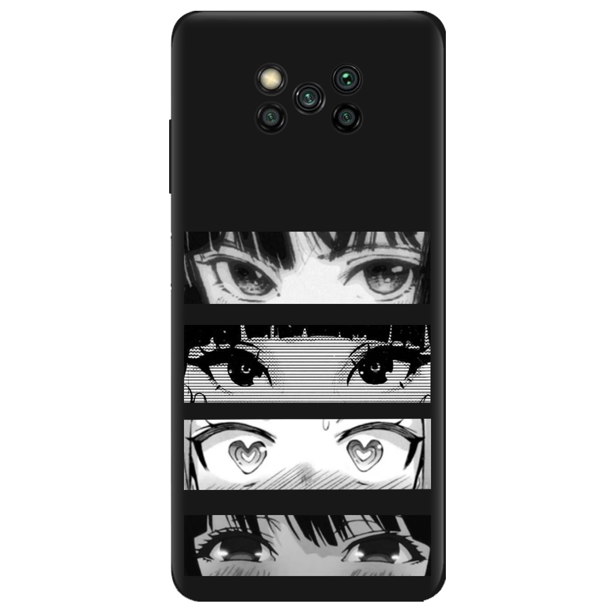 Чохол для Xiaomi Poco X3 чорний матовий soft touch Закохані очі - фото 1 - Чохли для телефонів