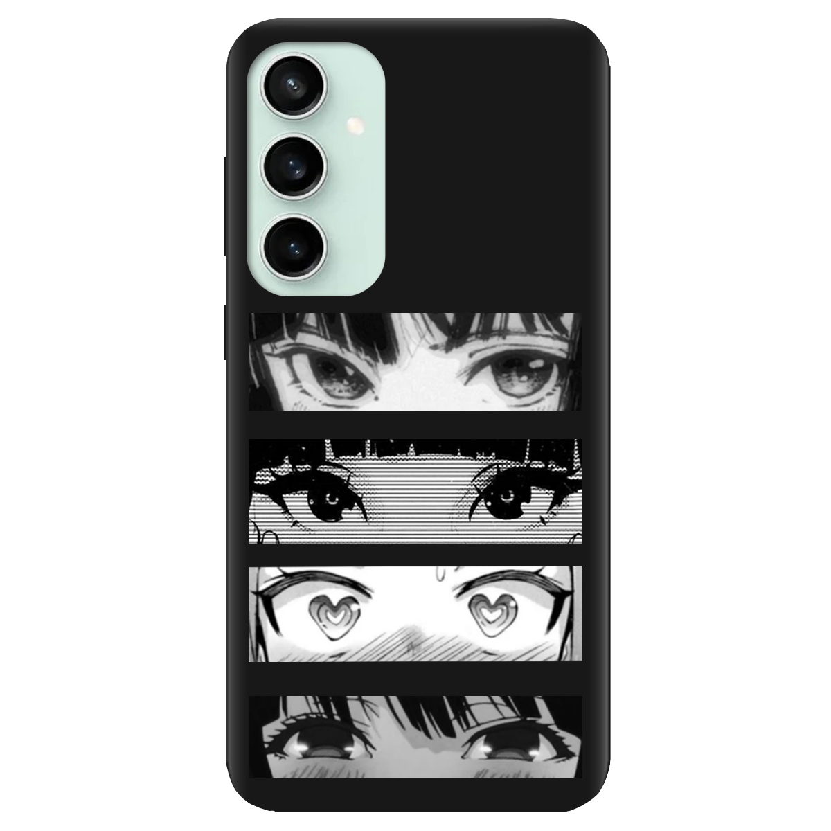 Чохол для Samsung Galaxy S23 FE чорний матовий soft touch Закохані очі - фото 1 - Чохли для телефонів