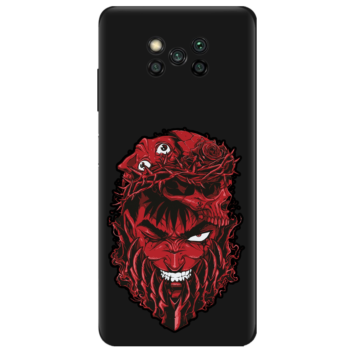 Чехол для Xiaomi Poco X3 черный матовый soft touch Red slip head - фото 1 - Чехлы для телефонов