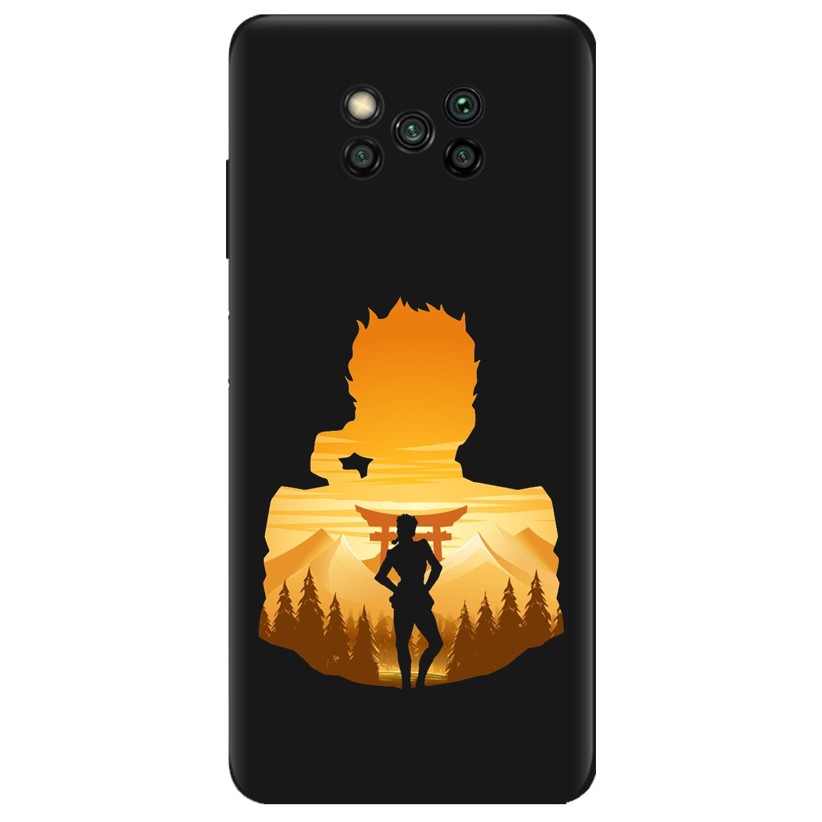 Чехол для Xiaomi Poco X3 черный матовый soft touch JoJo Giorno Giovanna - фото 1 - Чехлы для телефонов