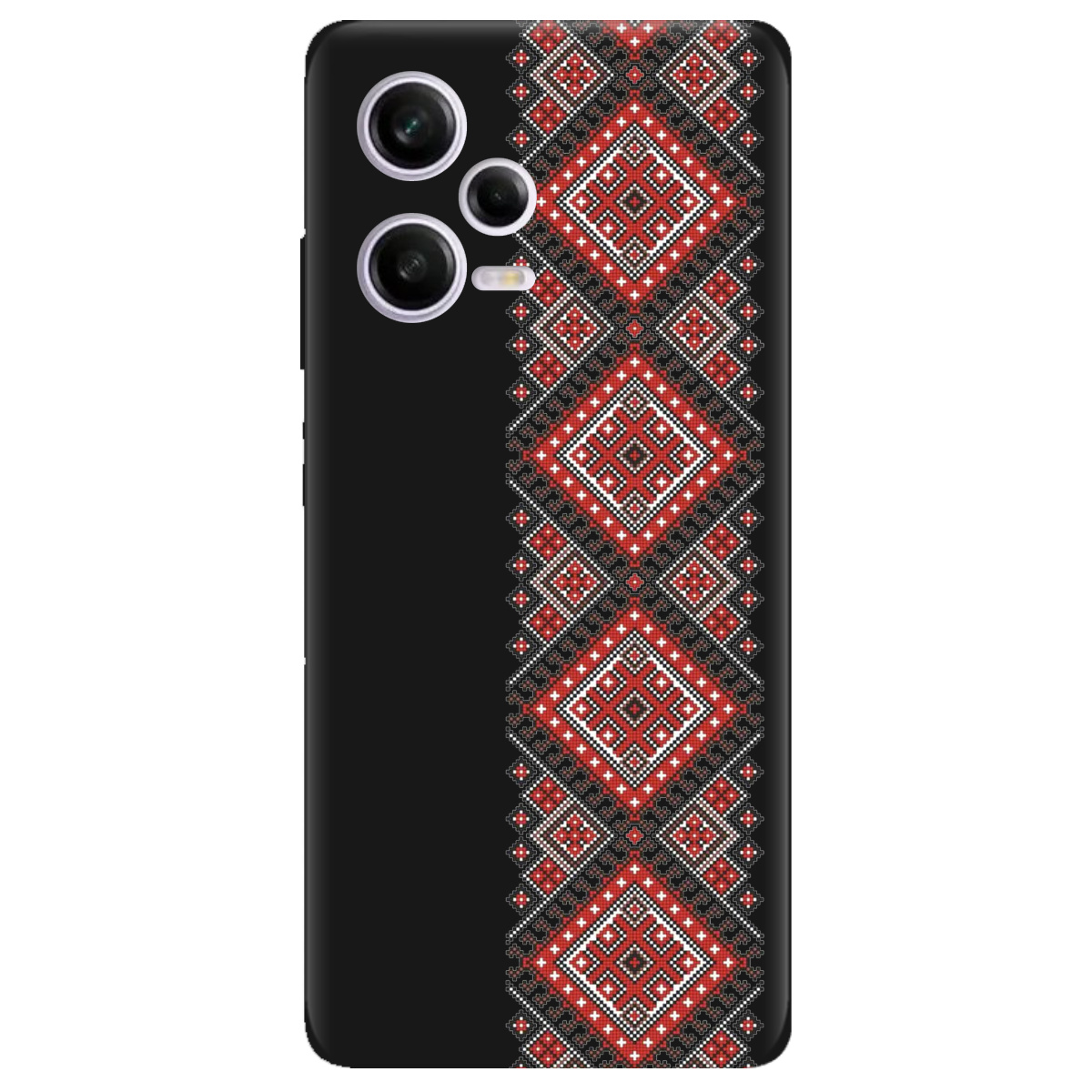 Чехол для Xiaomi Redmi Note 12 Pro 5G черный матовый soft touch Вишиванка - фото 1 - Чехлы для телефонов