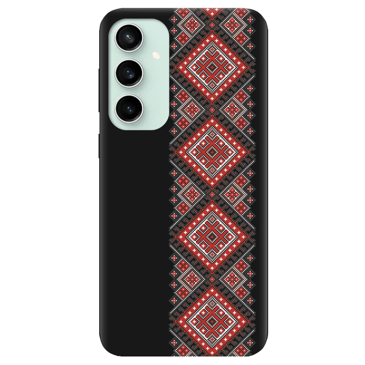 Чохол для Samsung Galaxy S23 FE чорний матовий soft touch Вишиванка - фото 1 - Чохли для телефонів