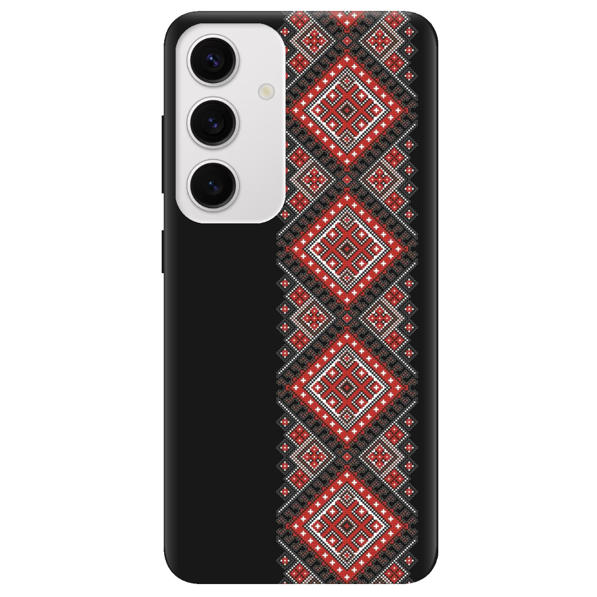 Чохол для Samsung Galaxy S25 чорний матовий soft touch Вишиванка - фото 1 - Чохли для телефонів