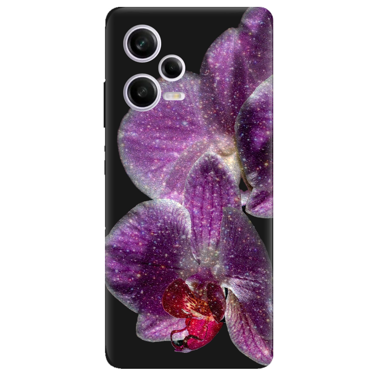 Чохол для Xiaomi Redmi Note 12 Pro 5G чорний матовий soft touch Чарівна орхідея - фото 1 - Чохли для телефонів