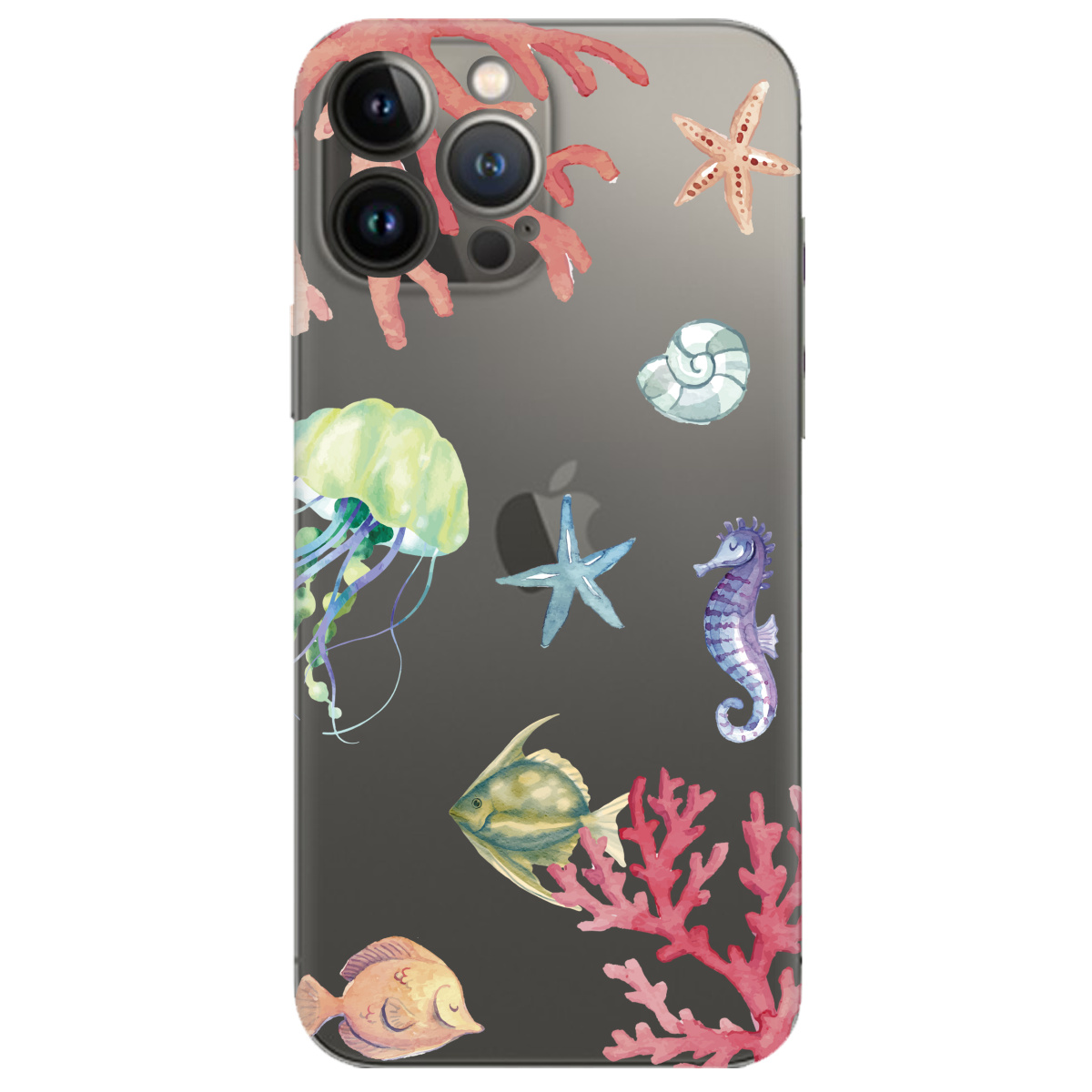 Чехол для Apple iPhone 13 Pro прозрачный Коралловый мир - фото 1 - Чехлы для телефонов