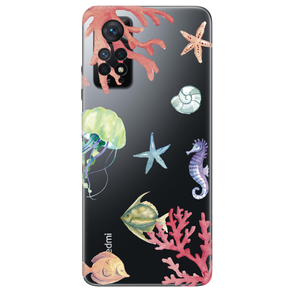 Чехол для Xiaomi Redmi Note 11 Pro прозрачный Коралловый мир - фото 1 - Чехлы для телефонов