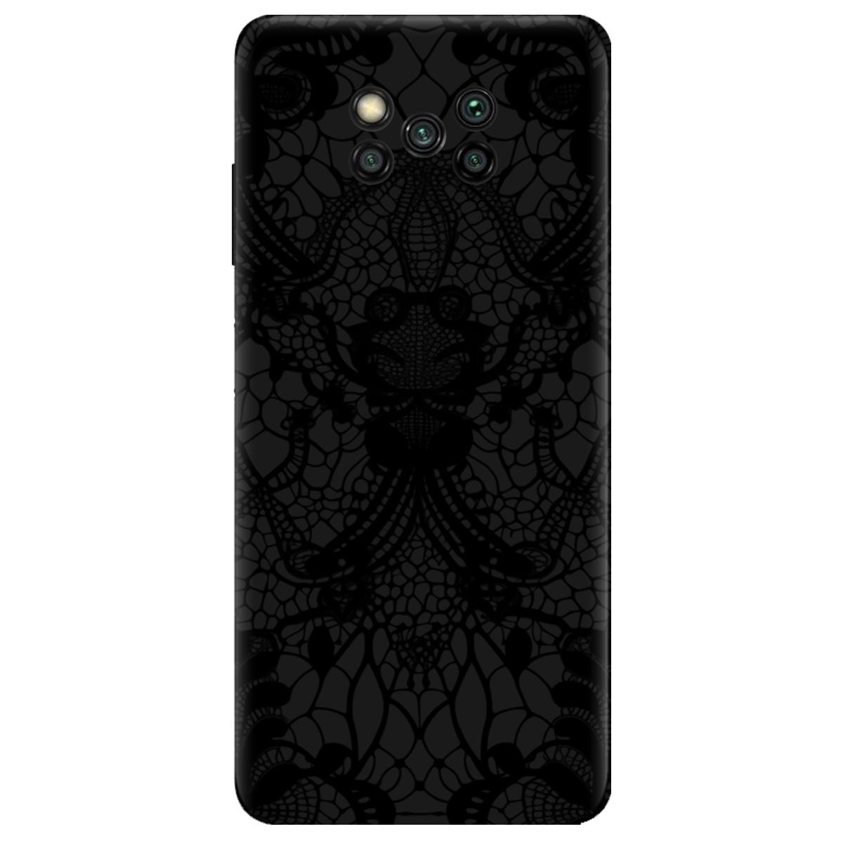 Чохол для Xiaomi Poco X3 чорний матовий soft touch Чорне мереживо - фото 1 - Чохли для телефонів