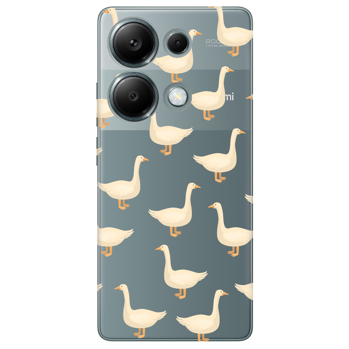 Чохол для Xiaomi Redmi Note 13 Pro 4G прозорий Гуси в тренді - фото 1 - Чохли для телефонів