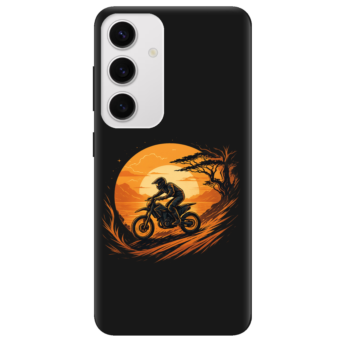 Чехол для Samsung Galaxy S25 черный матовый soft touch БайкПуть - фото 1 - Чехлы для телефонов