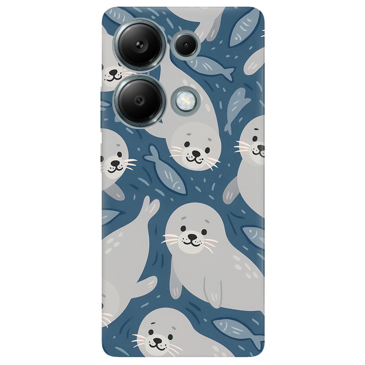 Чехол для Xiaomi Redmi Note 13 Pro 4G прозрачный Морские котики - фото 1 - Чехлы для телефонов