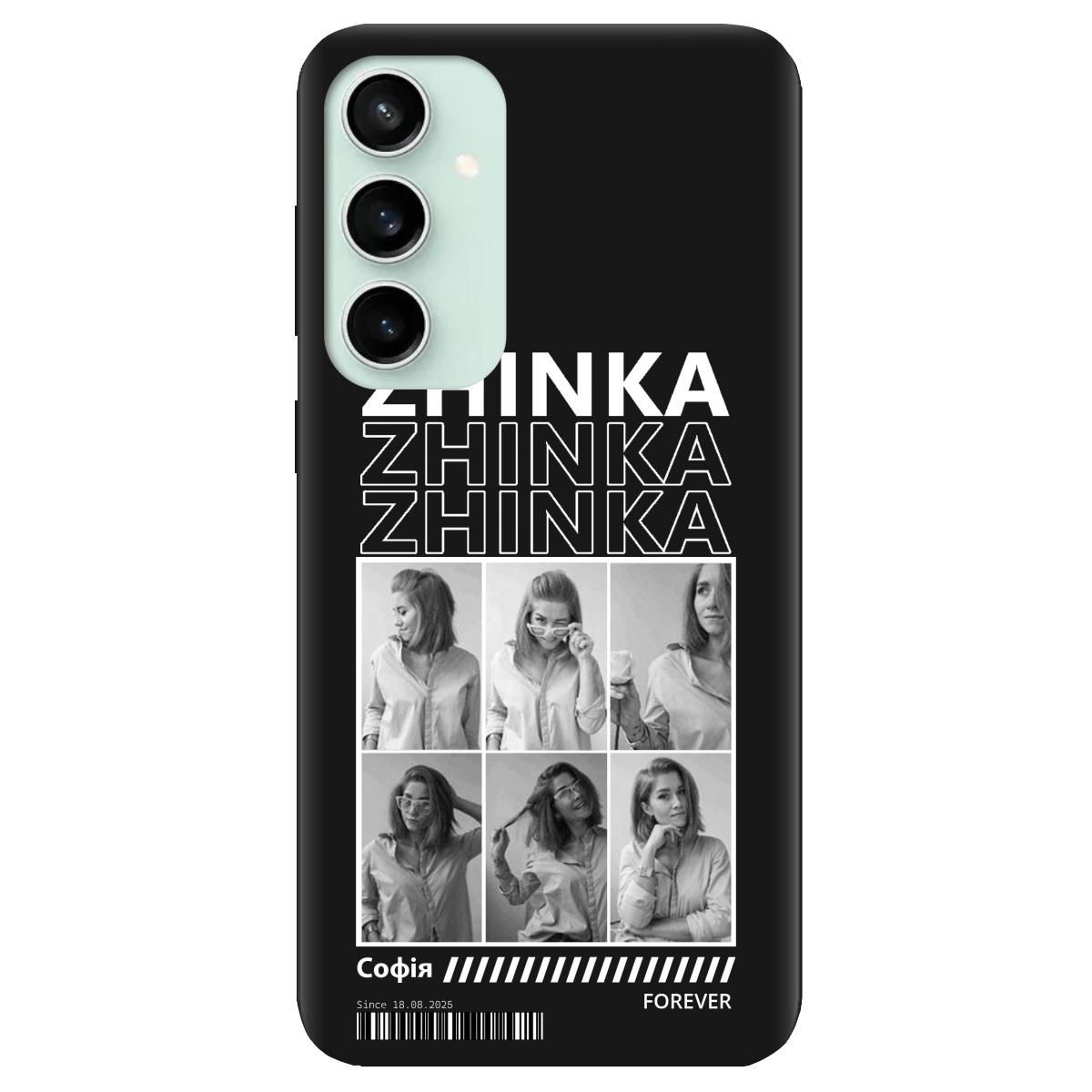 Чехол для Samsung Galaxy S23 FE черный матовый soft touch Zhinka (с вашими фото) - фото 1 - Чехлы для телефонов