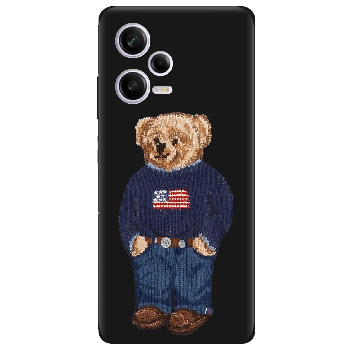 Чохол для Xiaomi Redmi Note 12 Pro 5G чорний матовий soft touch Американський ведмедик - фото 1 - Чохли для телефонів