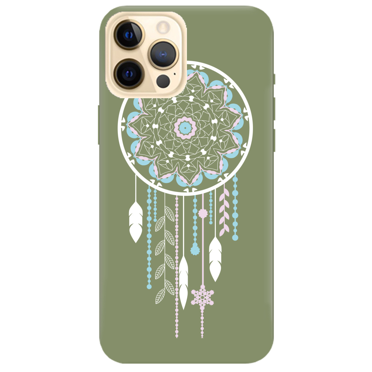 Чехол для Apple iPhone 12 Pro Max оливковый матовый soft touch Ловец снов - фото 1 - Чехлы для телефонов