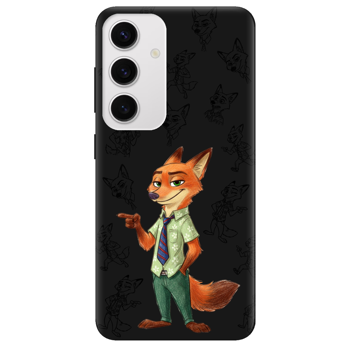 Чехол для Samsung Galaxy S25 черный матовый soft touch Зоотрополис Ник Nick - фото 1 - Чехлы для телефонов