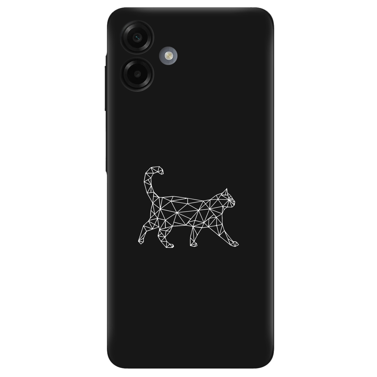 Чехол для Samsung Galaxy A07 черный матовый soft touch White cat - фото 1 - Чехлы для телефонов