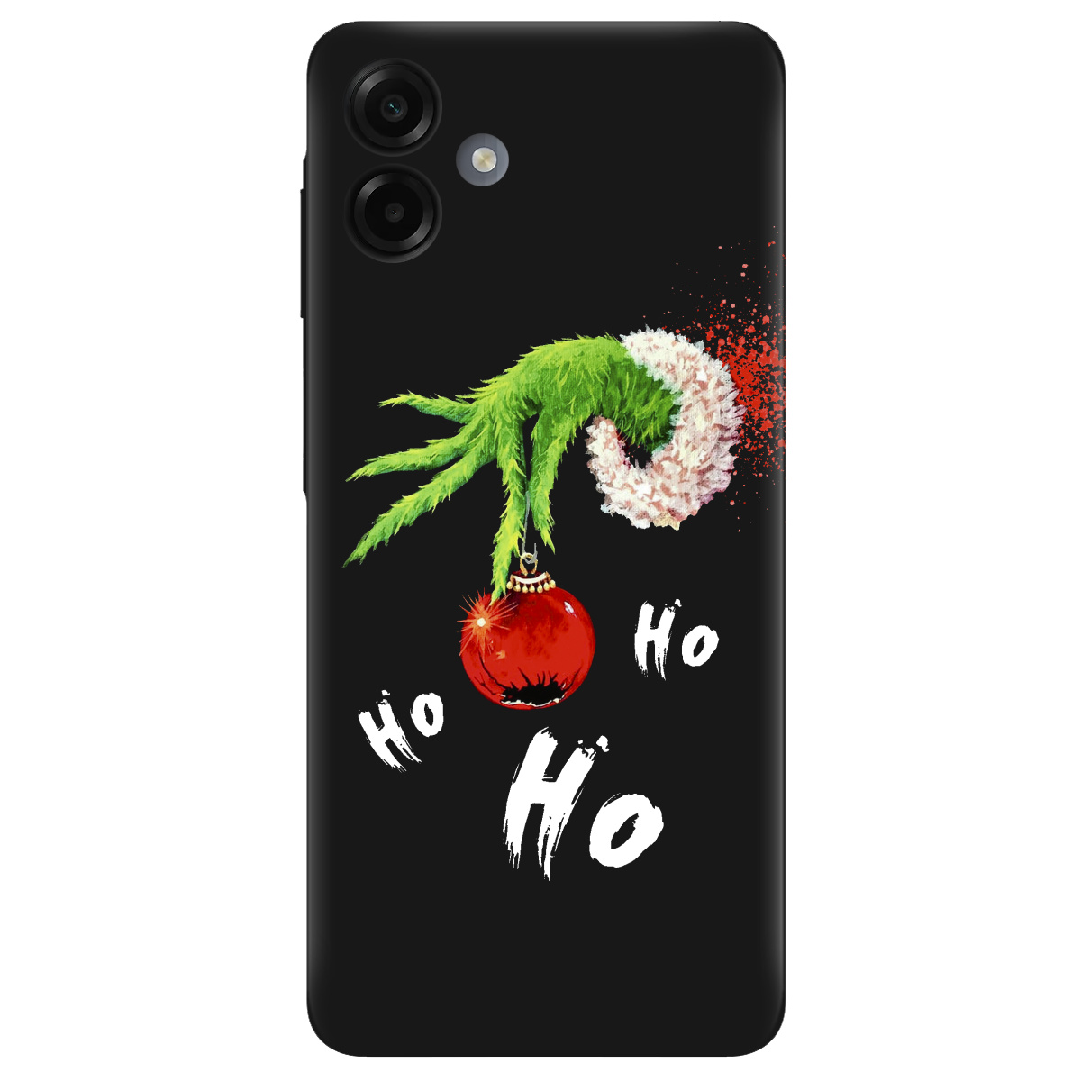 Чехол для Samsung Galaxy A07 черный матовый soft touch Grinch HO HO HO - фото 1 - Чехлы для телефонов