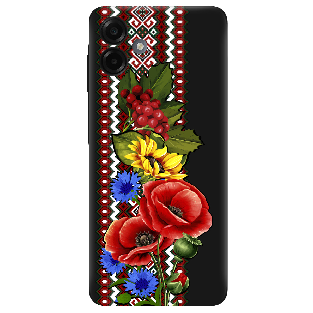 Чохол для Samsung Galaxy A07 чорний матовий soft touch Ukraine ornament - фото 1 - Чохли для телефонів