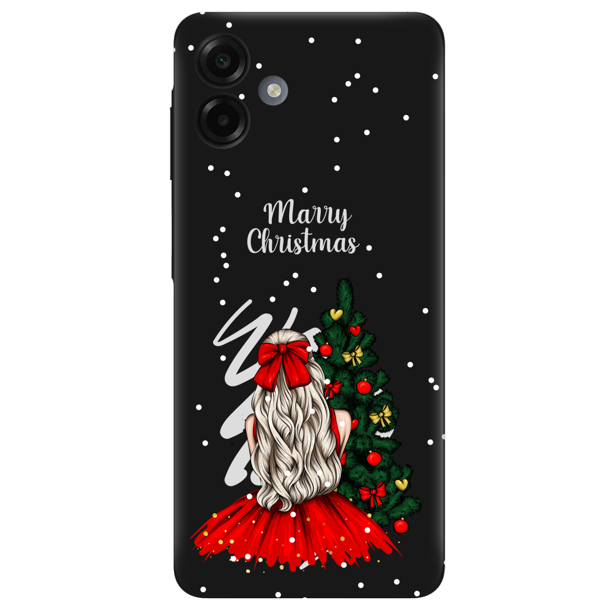 Чохол для Samsung Galaxy A07 чорний матовий soft touch Beautiful christmas - фото 1 - Чохли для телефонів