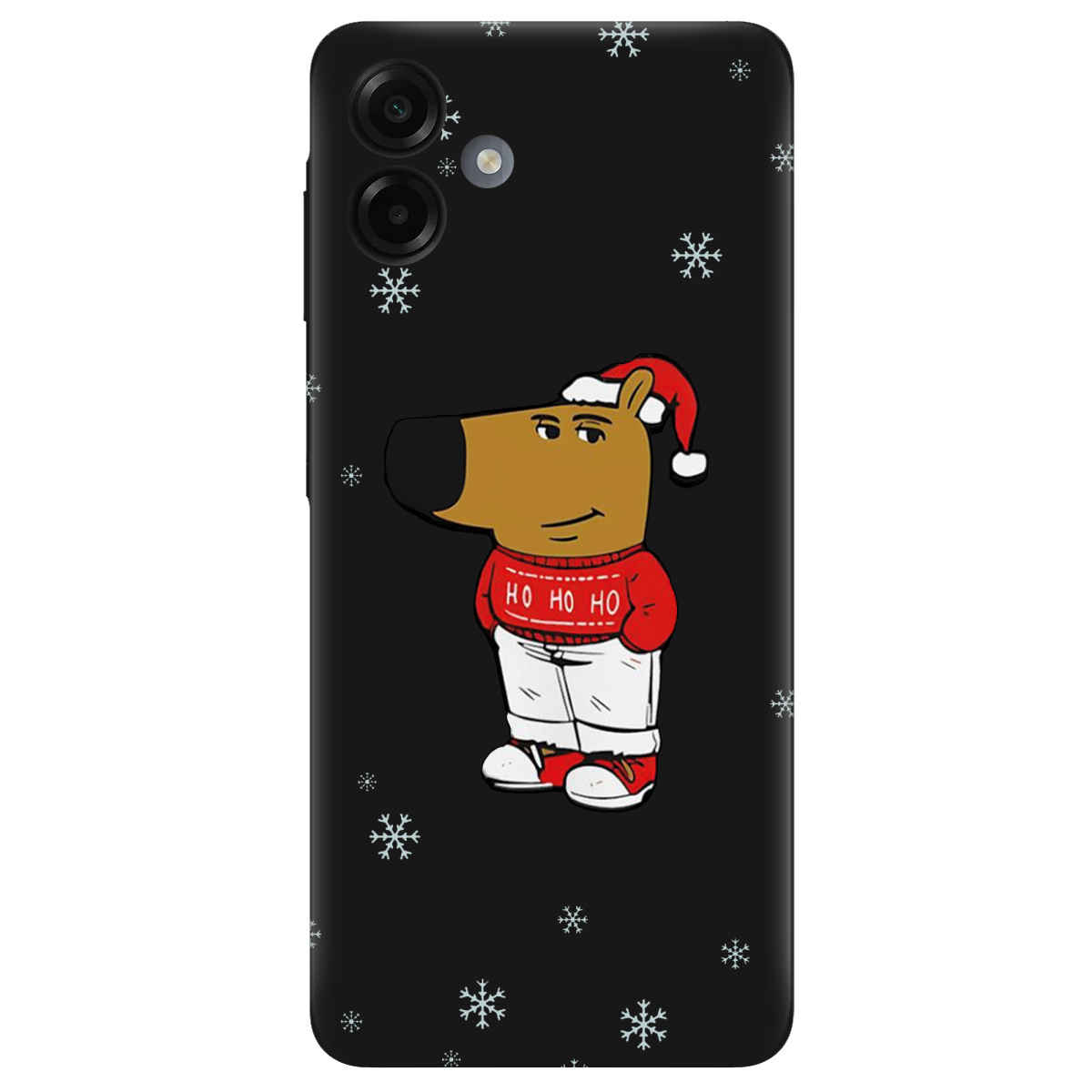 Чехол для Samsung Galaxy A07 черный матовый soft touch Chill Guy Santa - фото 1 - Чехлы для телефонов