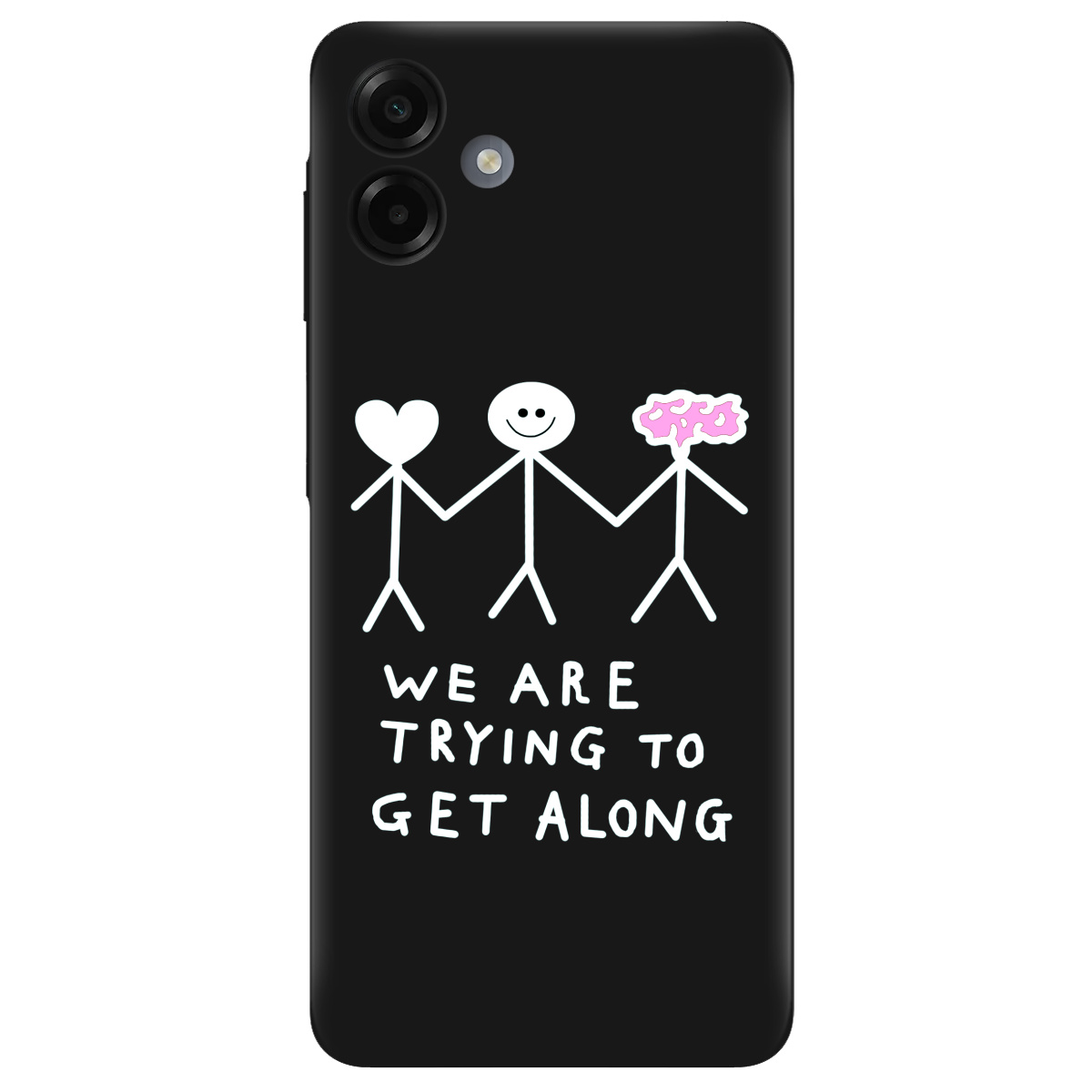 Чохол для Samsung Galaxy A07 чорний матовий soft touch We are trying - фото 1 - Чохли для телефонів