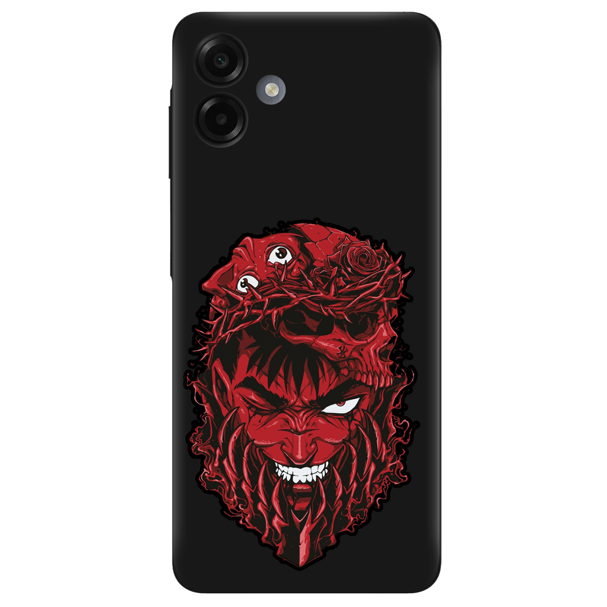 Чехол для Samsung Galaxy A07 черный матовый soft touch Red slip head - фото 1 - Чехлы для телефонов