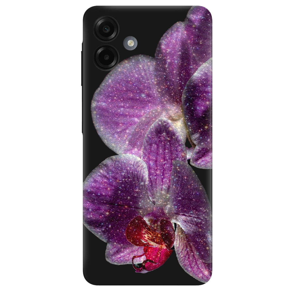 Чехол для Samsung Galaxy A07 черный матовый soft touch Волшебная орхидея - фото 1 - Чехлы для телефонов