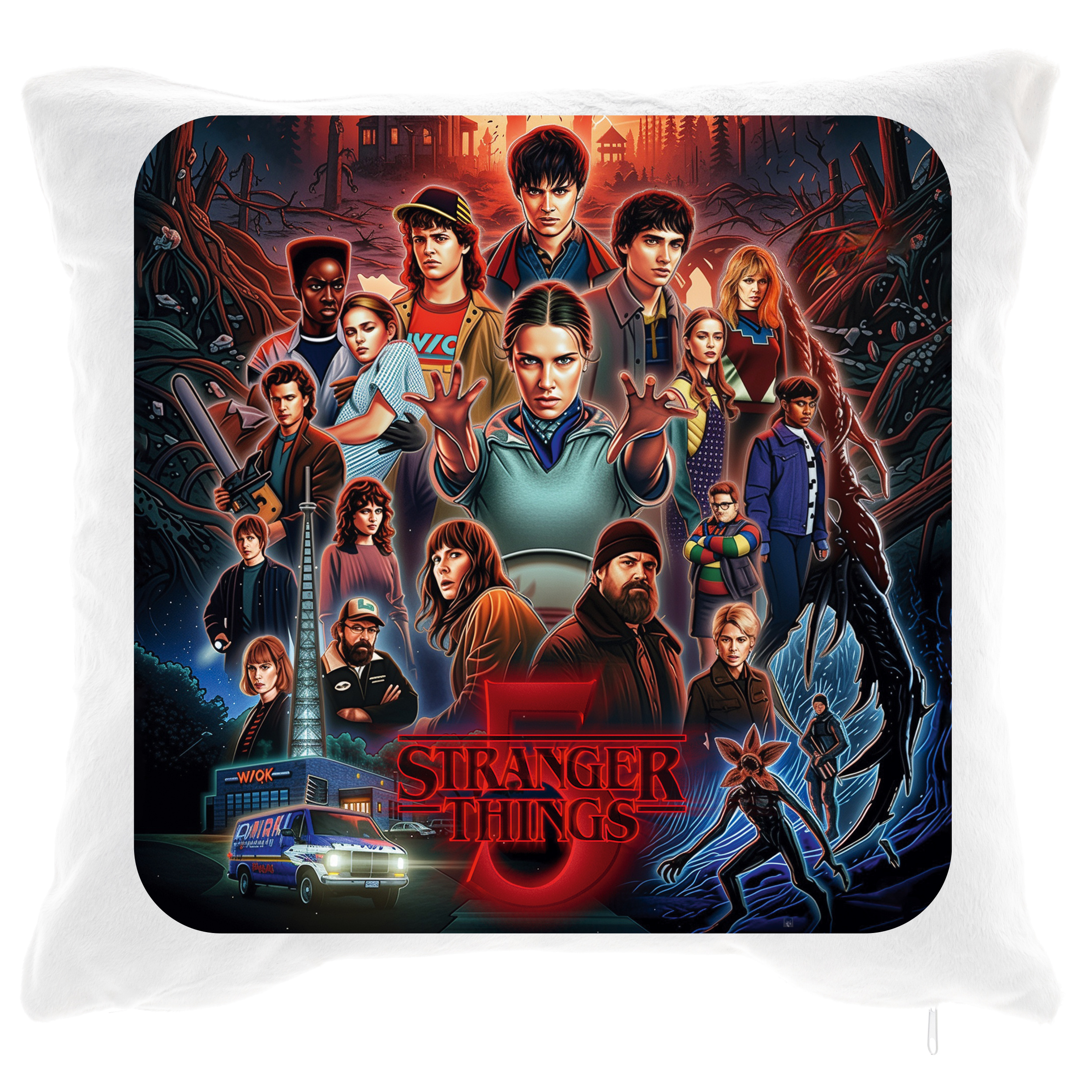 Подушка плюшевая квадратная 40*40 см Очень странные дела 5 - фото 1 - Подушки