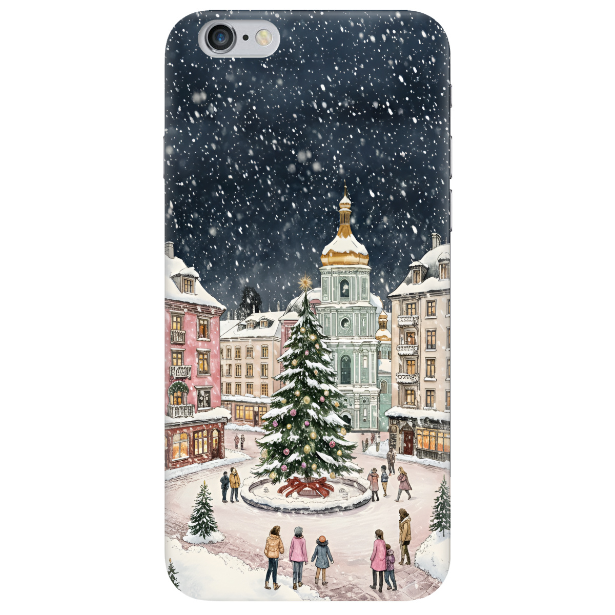 Чохол для Apple iPhone 6/6S прозорий Новорічне місто - фото 1 - Чохли для телефонів