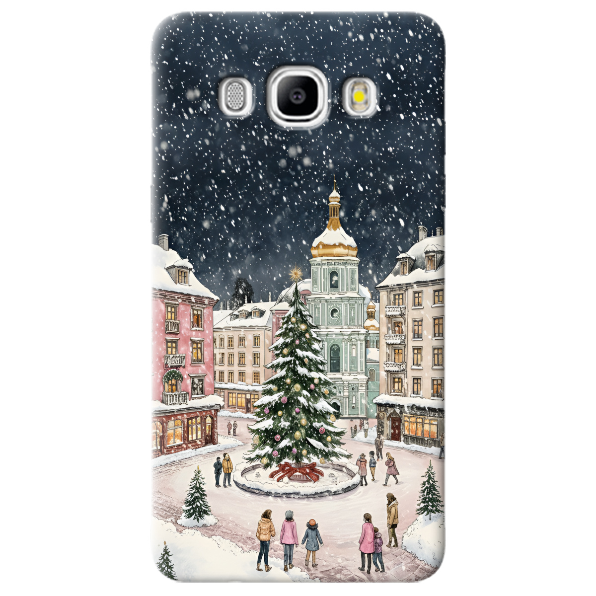 Чехол для Samsung Galaxy J5 2016 прозрачный Новогодний город - фото 1 - Чехлы для телефонов