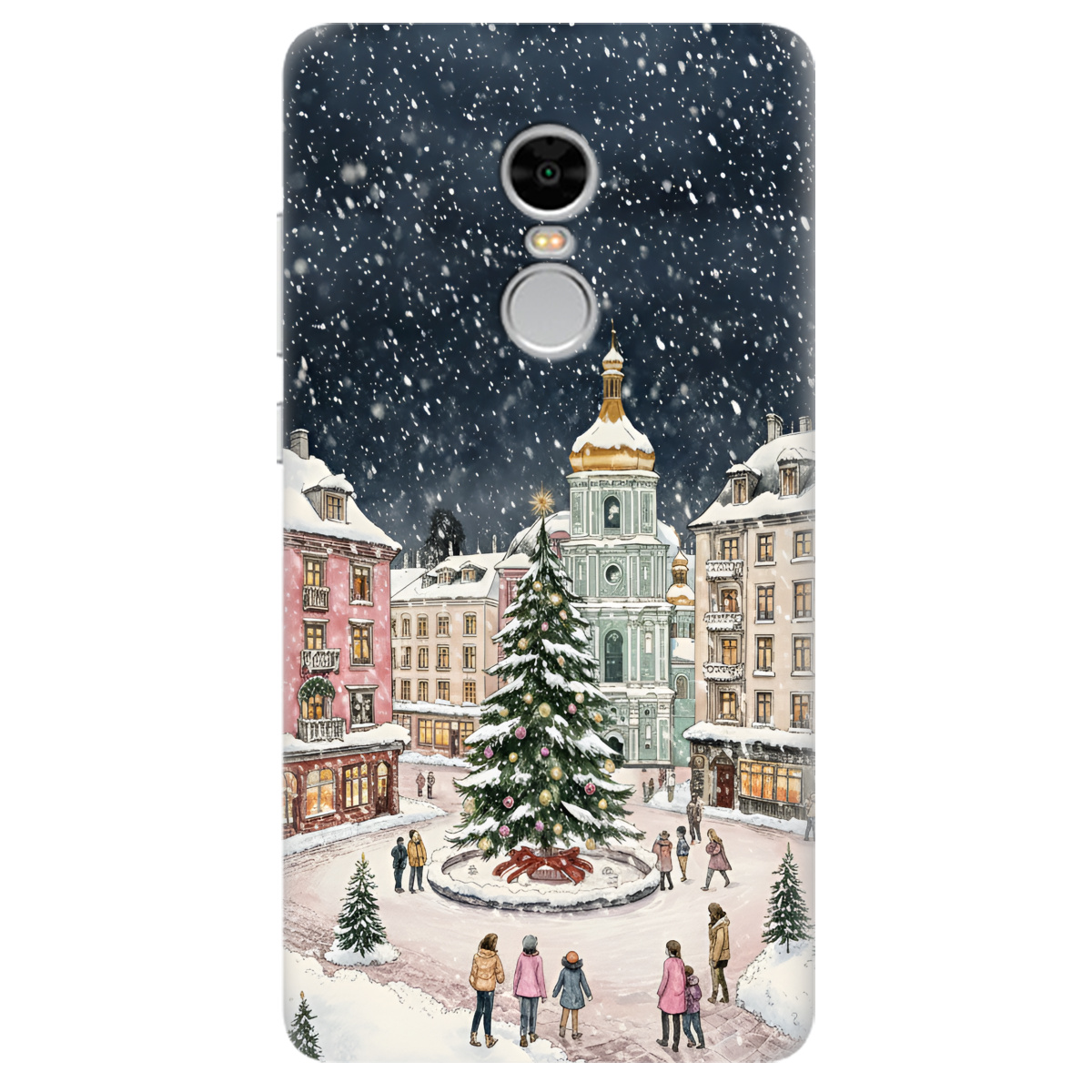 Чехол для Xiaomi Redmi Note 4 прозрачный Новогодний город - фото 1 - Чехлы для телефонов