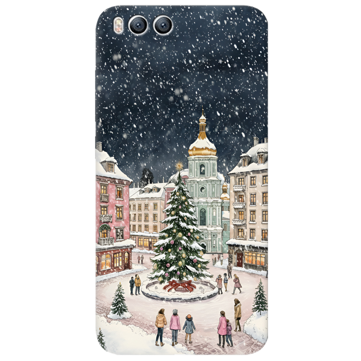 Чехол для Xiaomi Mi 6 прозрачный Новогодний город - фото 1 - Чехлы для телефонов