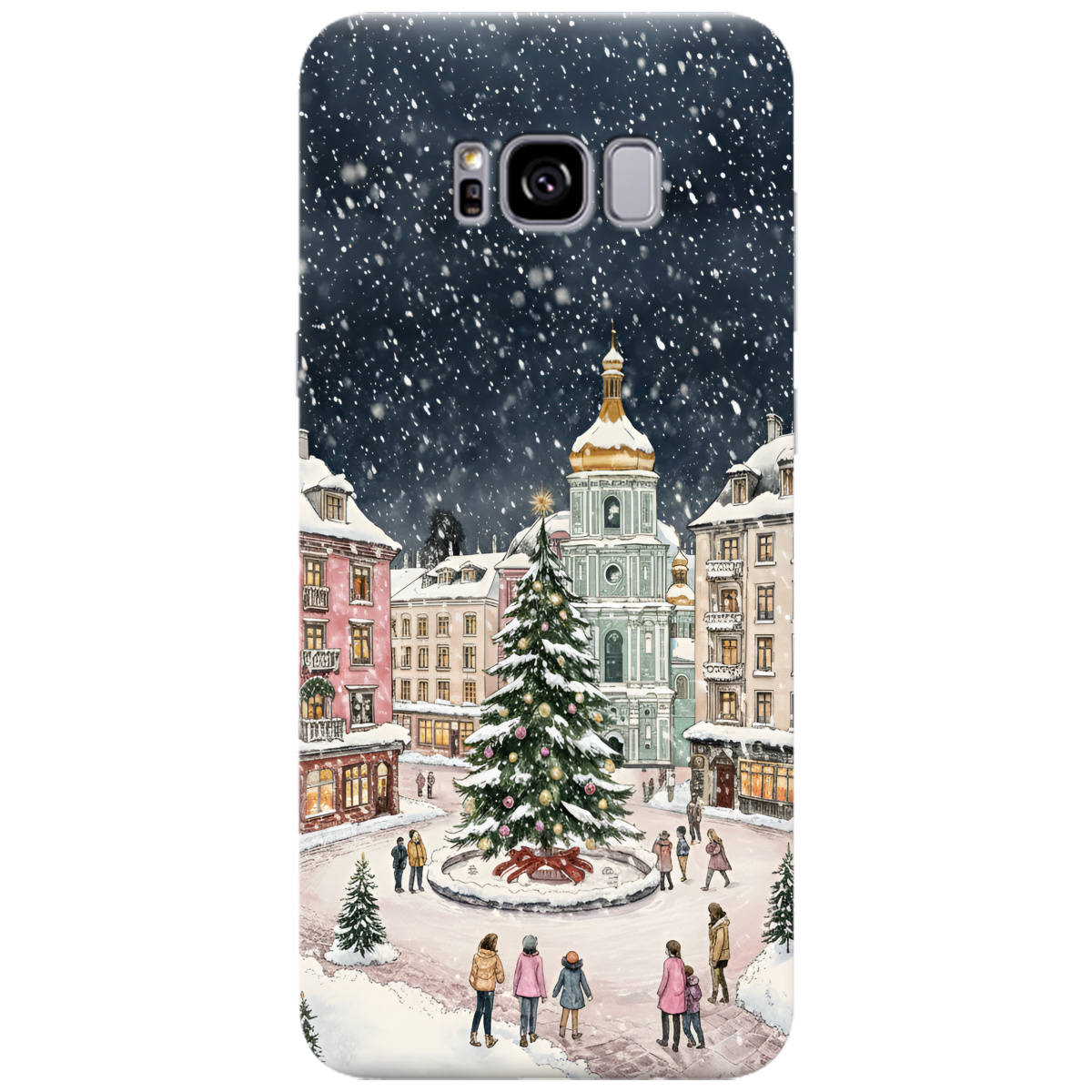 Чохол для Samsung Galaxy S8 Plus прозорий Новорічне місто - фото 1 - Чохли для телефонів