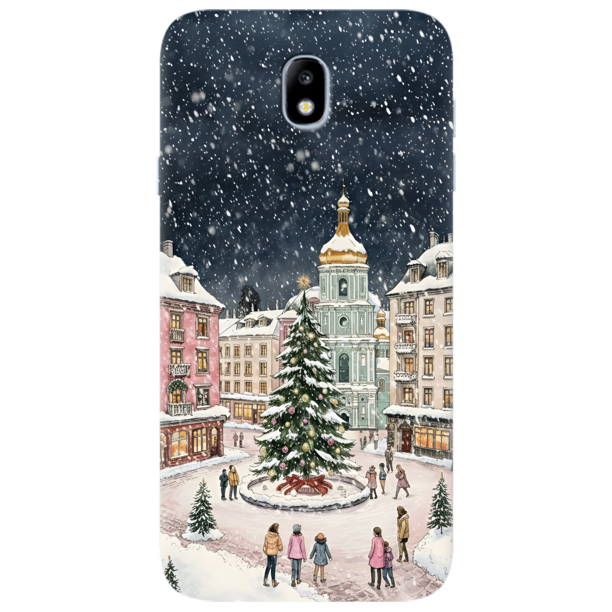 Чехол для Samsung Galaxy J7 2017 прозрачный Новогодний город - фото 1 - Чехлы для телефонов