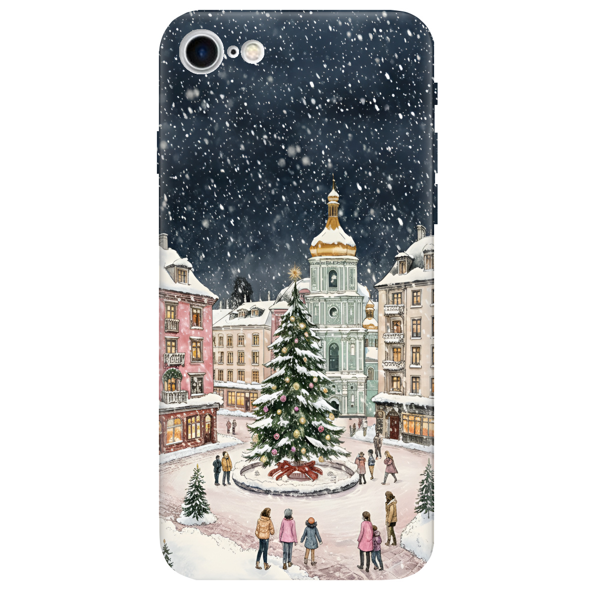 Чехол для Apple iPhone 8 прозрачный Новогодний город - фото 1 - Чехлы для телефонов