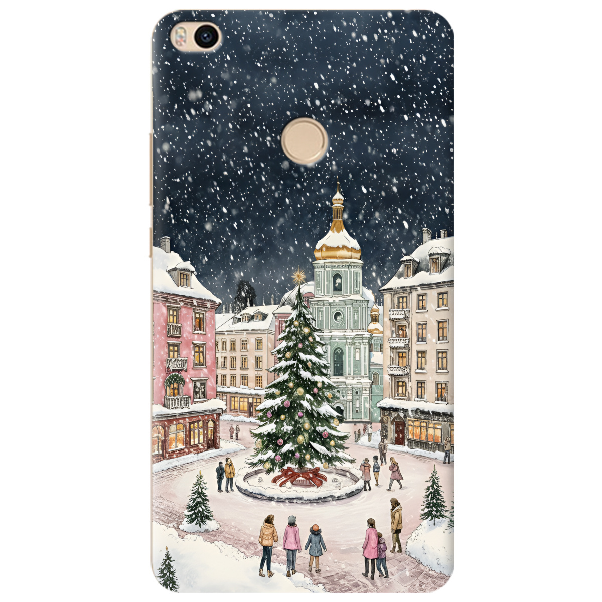 Чехол для Xiaomi Mi Max 2 прозрачный Новогодний город - фото 1 - Чехлы для телефонов