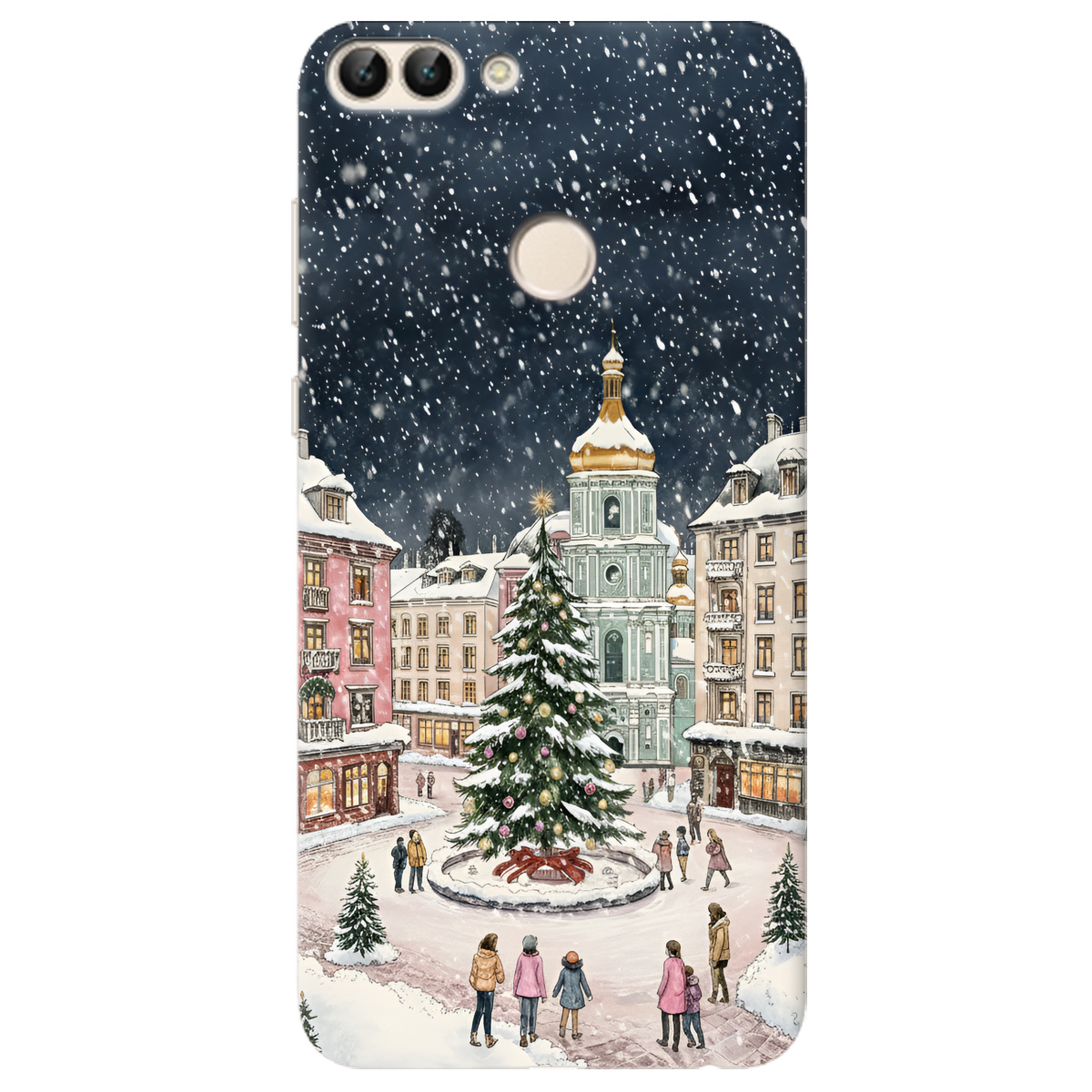 Чехол для Huawei P Smart прозрачный Новогодний город - фото 1 - Чехлы для телефонов