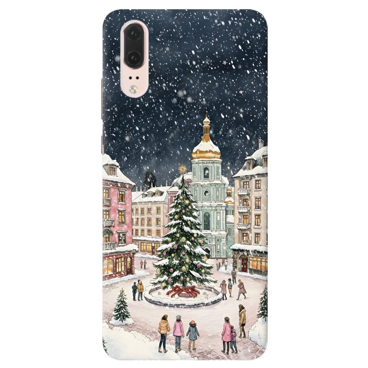 Чохол для Huawei P20 прозорий Новорічне місто - фото 1 - Чохли для телефонів