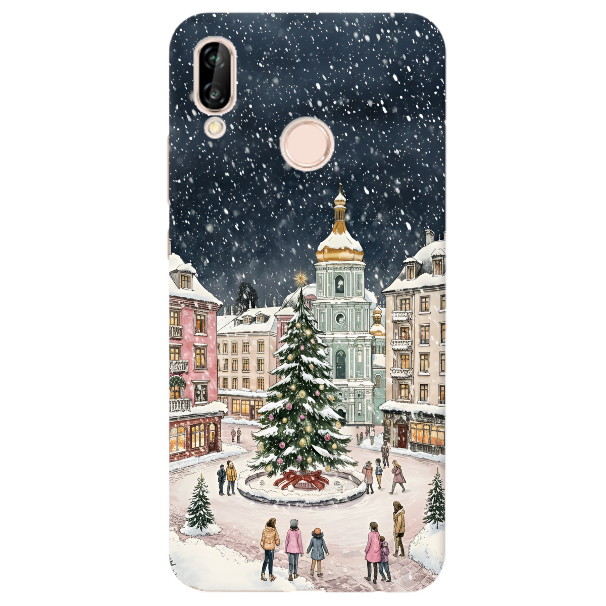Чохол для Huawei P20 Lite прозорий Новорічне місто - фото 1 - Чохли для телефонів