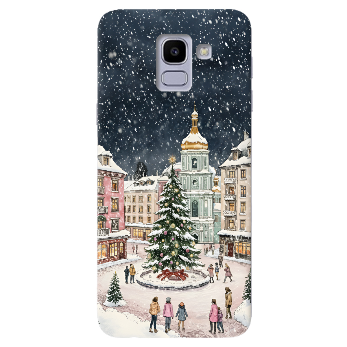 Чехол для Samsung Galaxy J6 2018 прозрачный Новогодний город - фото 1 - Чехлы для телефонов